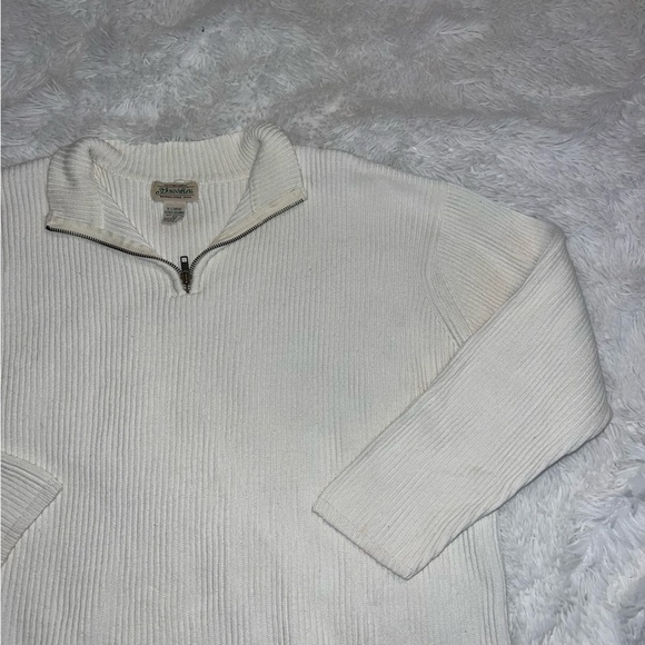 St. John's Bay White Women's Sweater 1/4 Zip Corded XL Extra Large Pullover - Picture 1 of 3